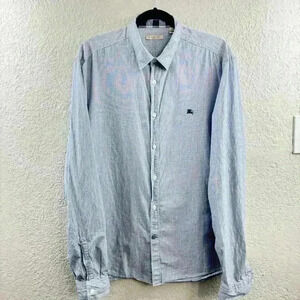 Burberry Brit Men’s XL Blue White Striped Long Sleeve Button Down Shirt